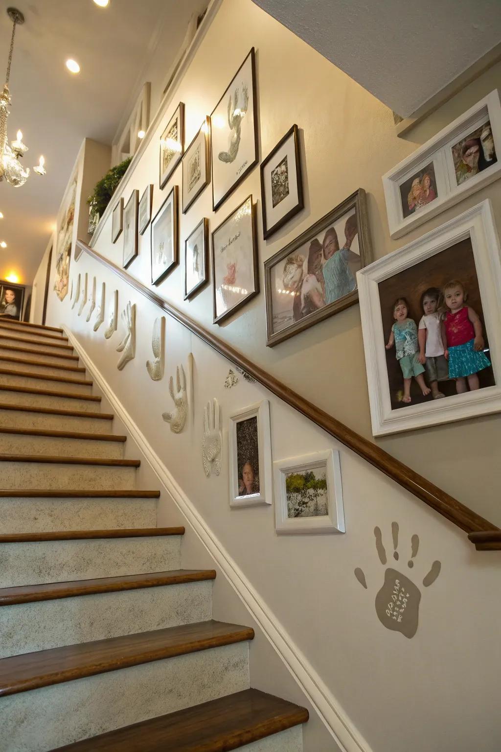 Family handprints append a personal and playful element.