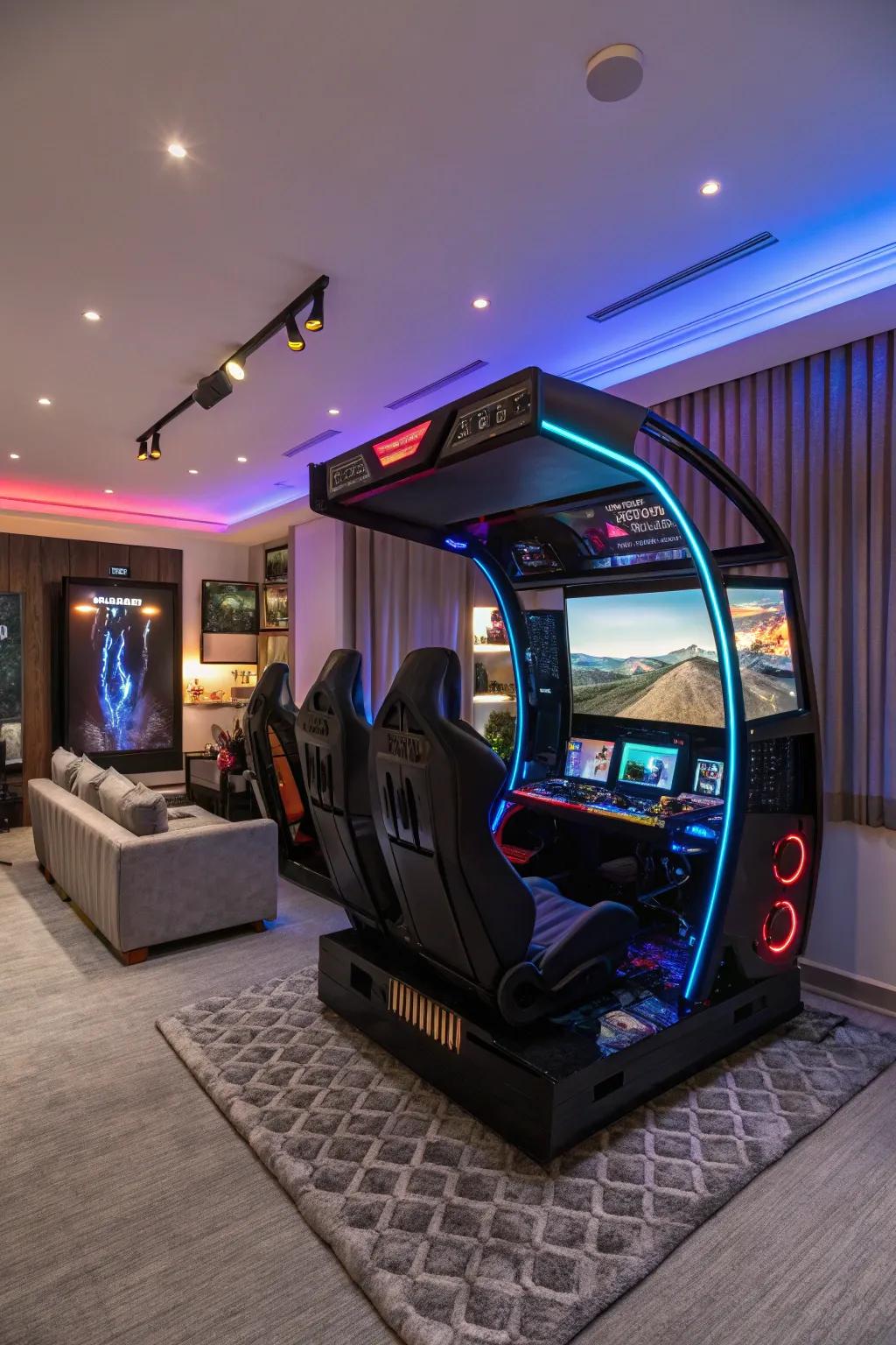 Dynamic gaming pods make a personal tech area in your game room.