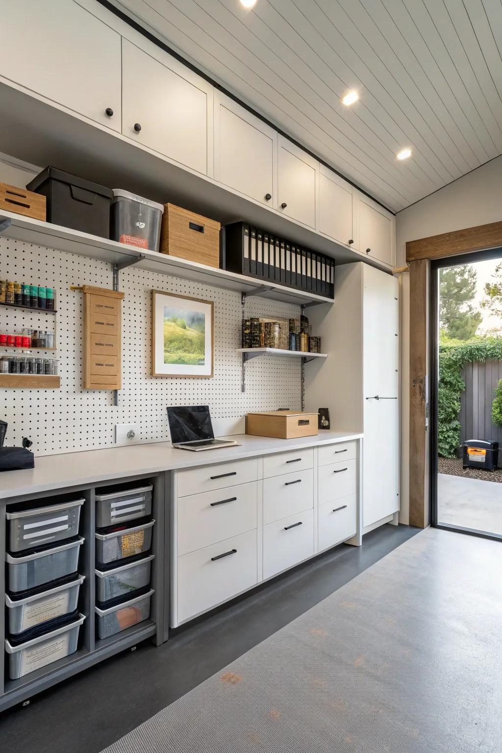 Hidden storage solutions keep your office organized and clutter-free.