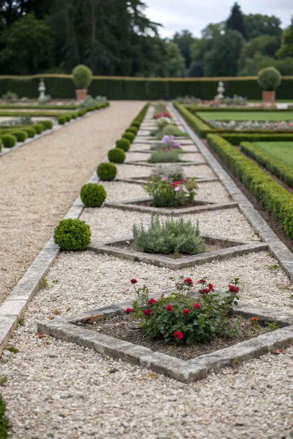 A balanced and harmonious stone flower garden design
