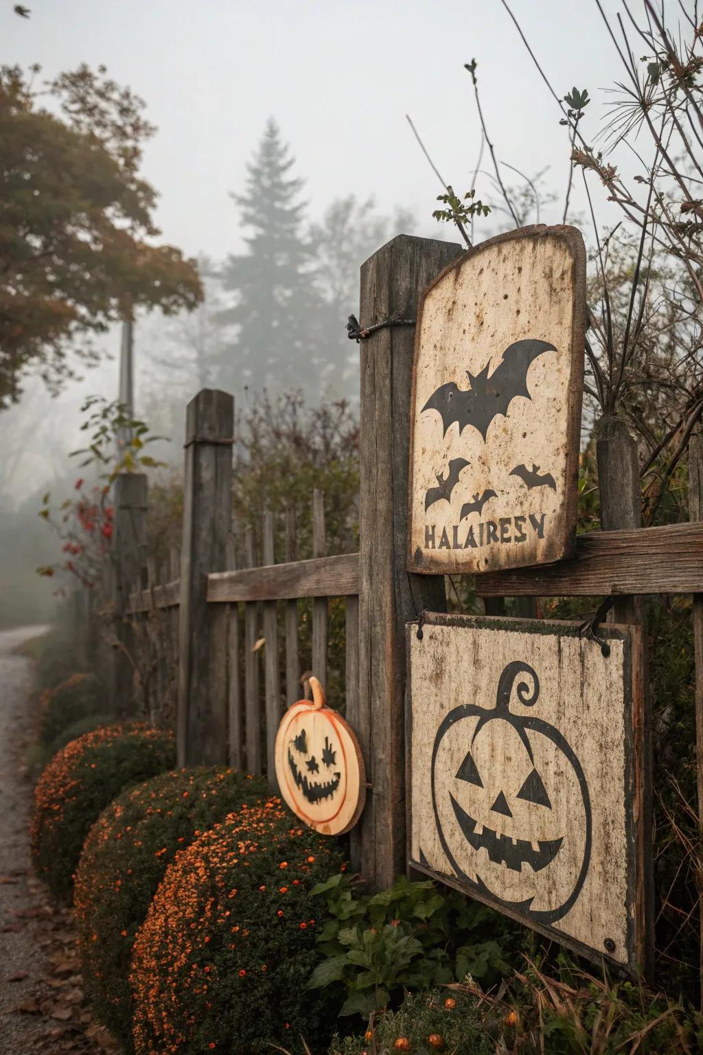 Retro-themed posters provide lasting charm to the Halloween decor.