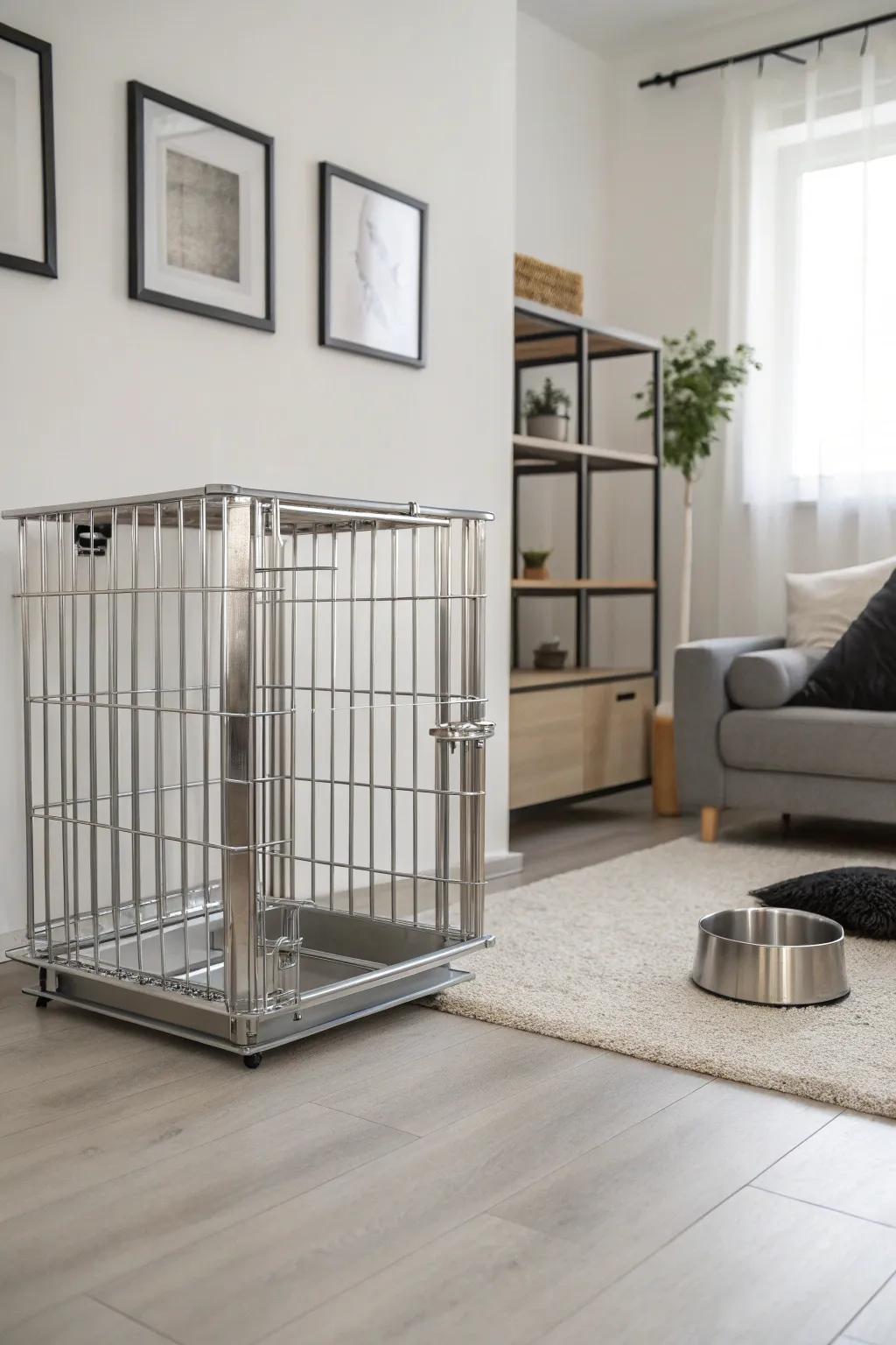 Sleek simplicity: a simple metal dog house for modern homes.