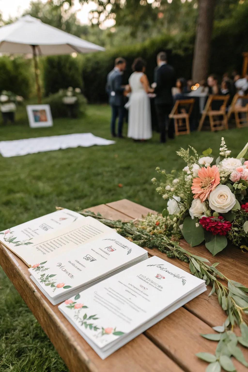 Personalized programs add a unique and guiding touch to the ceremony.