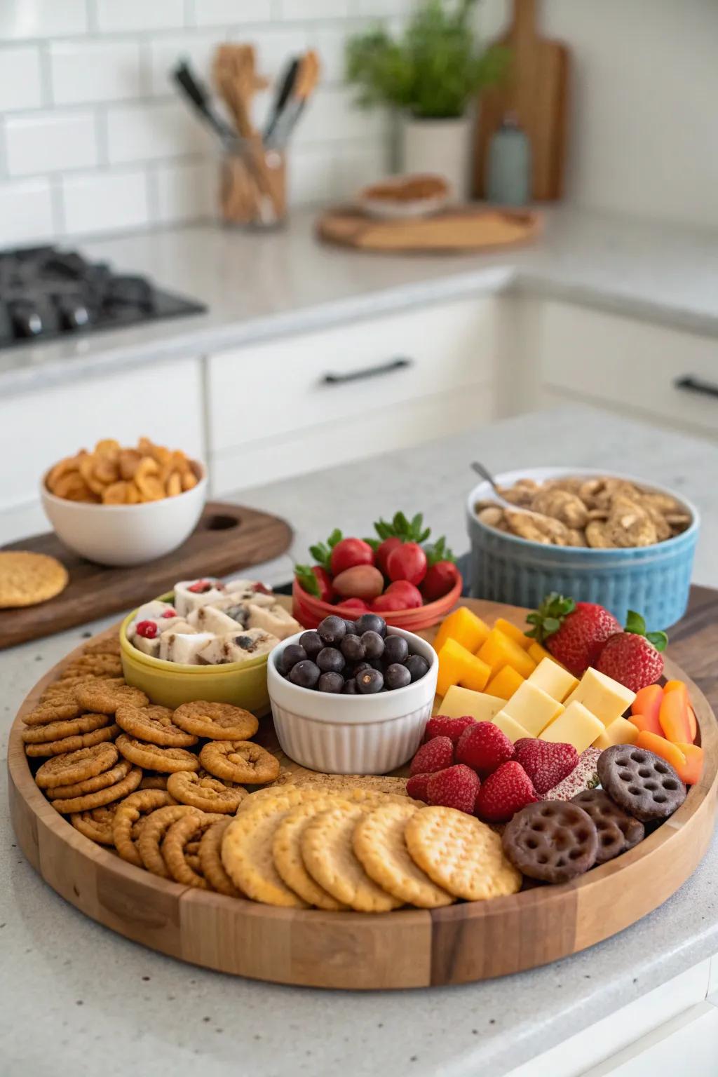 A delightful and welcoming treat station presenting a rotating organizer.