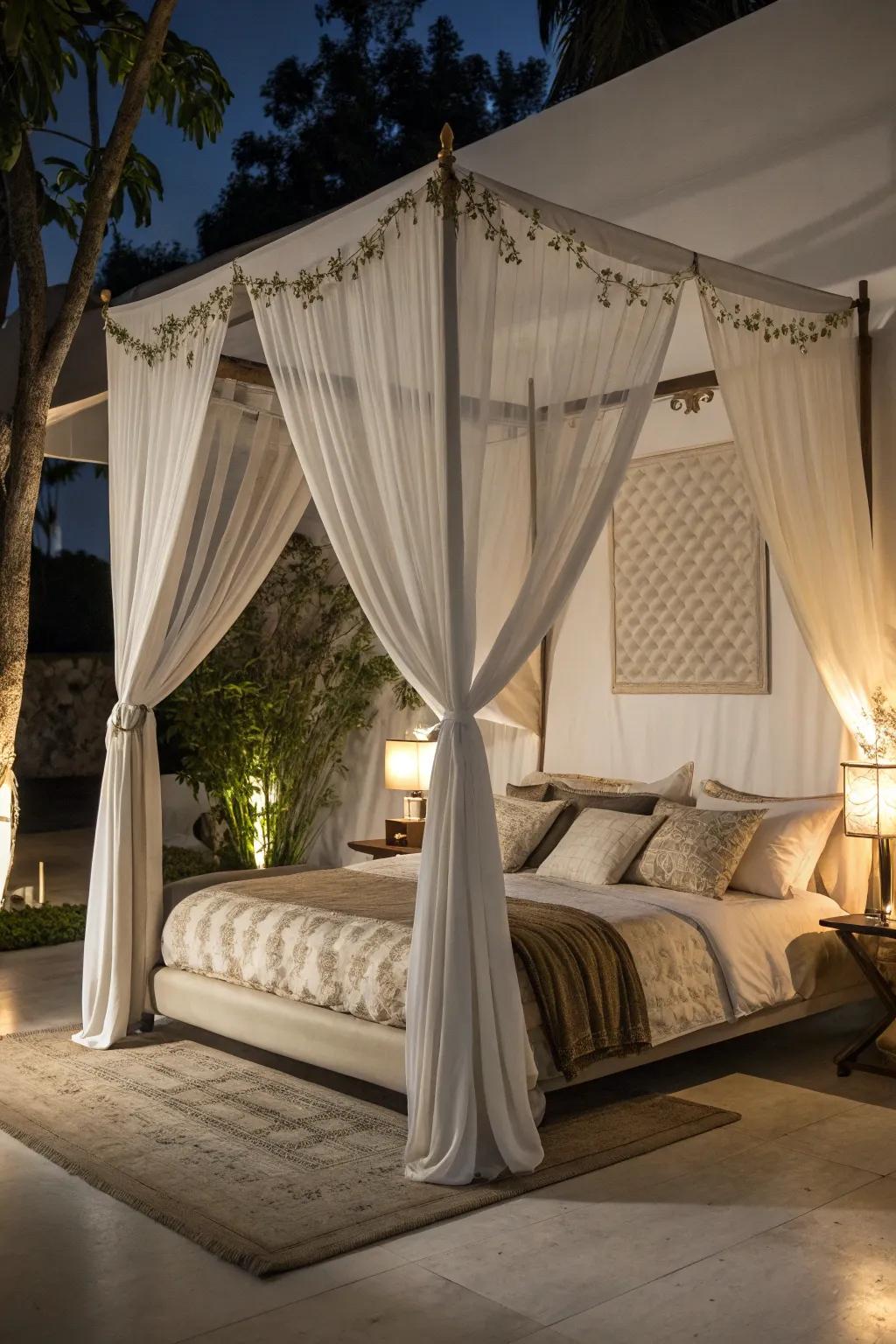 An intimate retreat created by canopies.