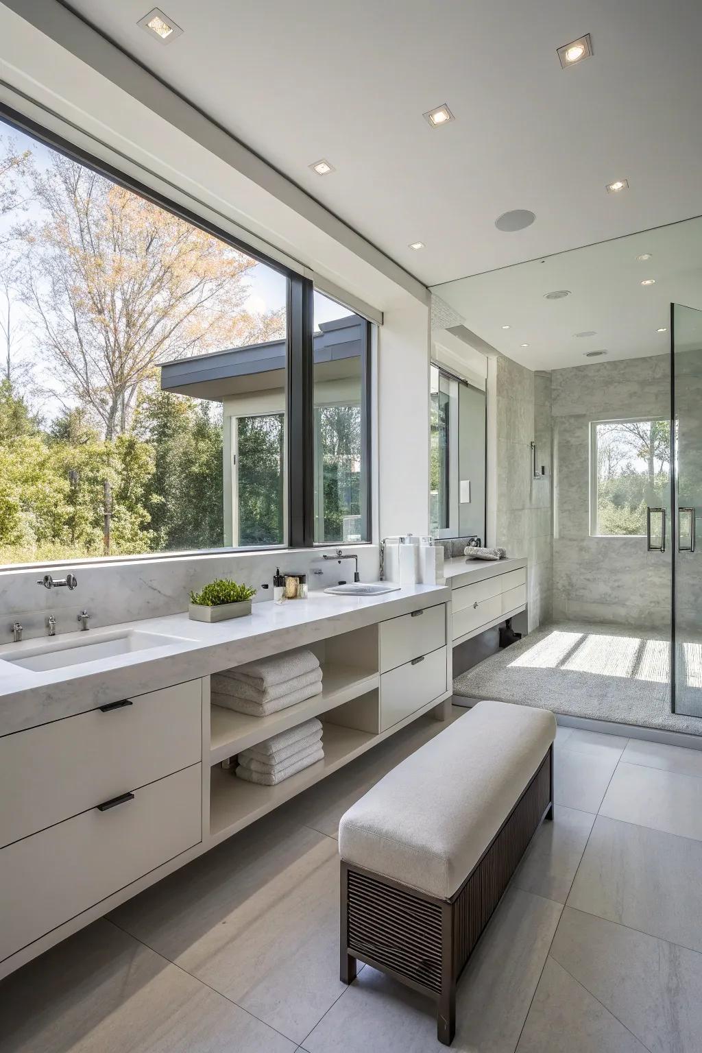 Built-in seating providing comfort and usefulness.