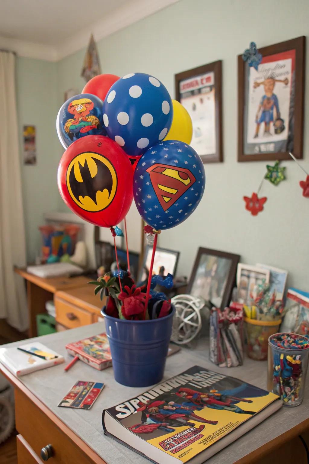 Superhero fanatic bouquet, a heroic gift for comic lovers.