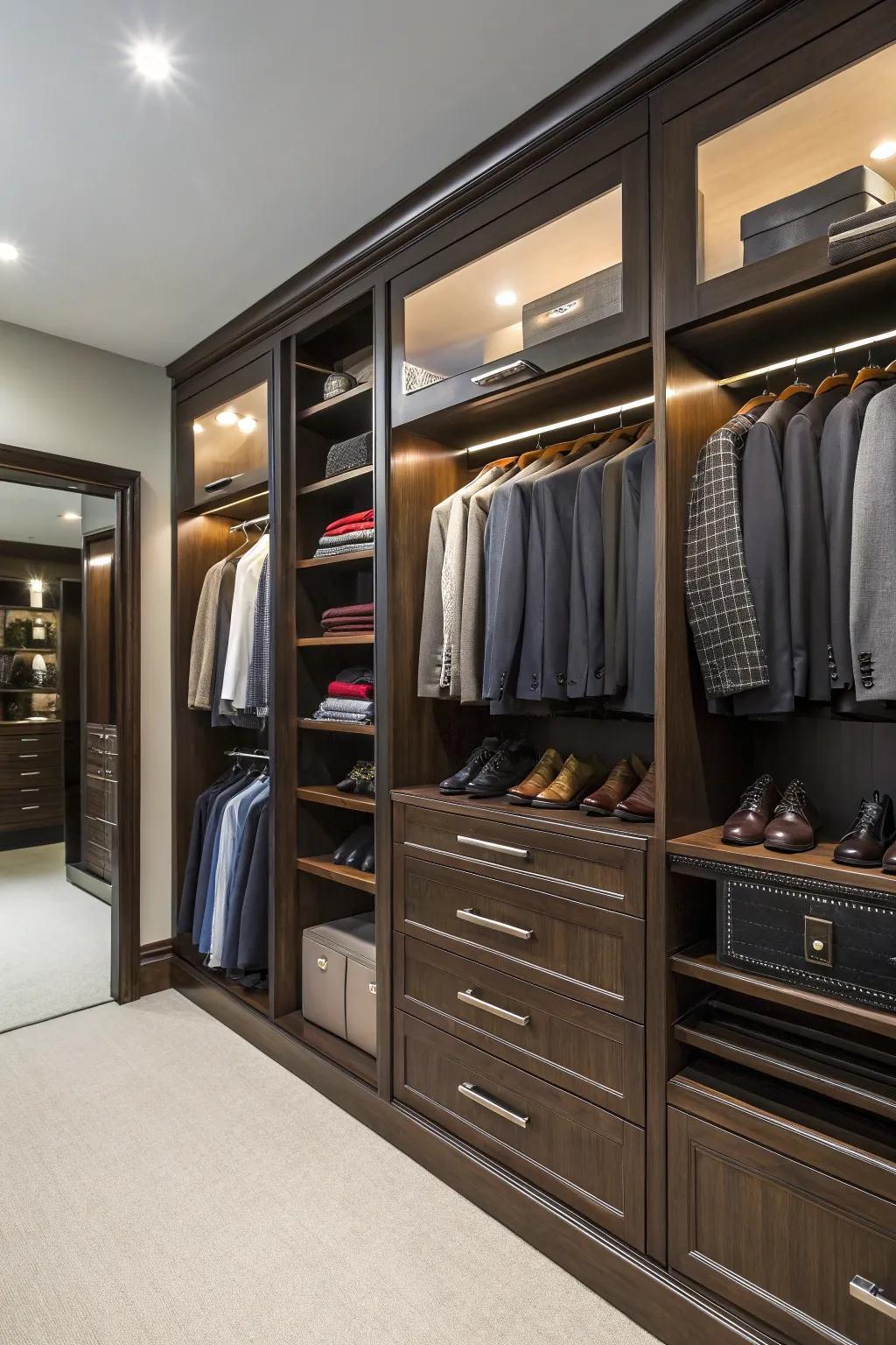 Custom cabinetry that personalizes and enhances closet space.
