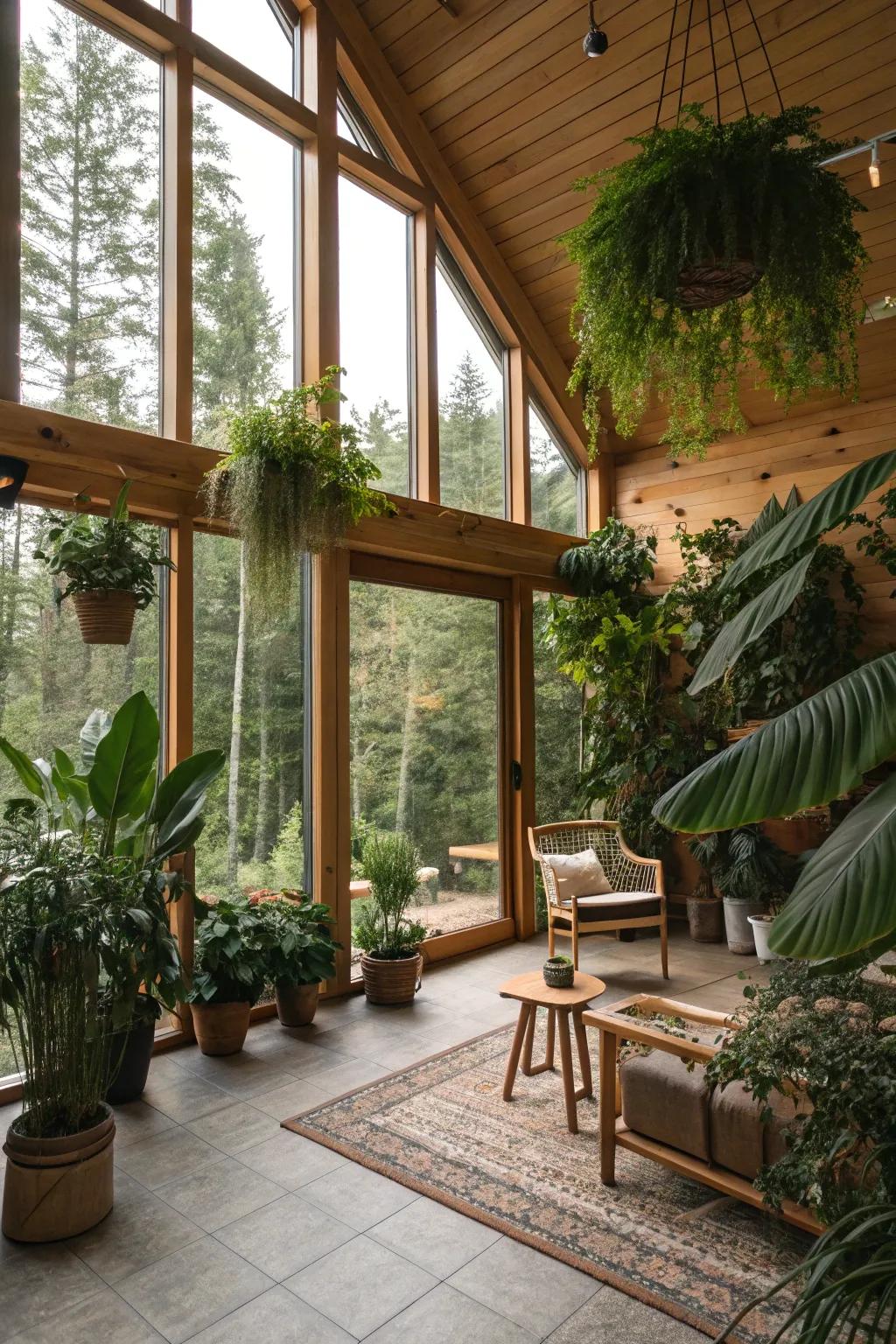 Indoor plants bring vitality and a touch of nature to cabin decor.