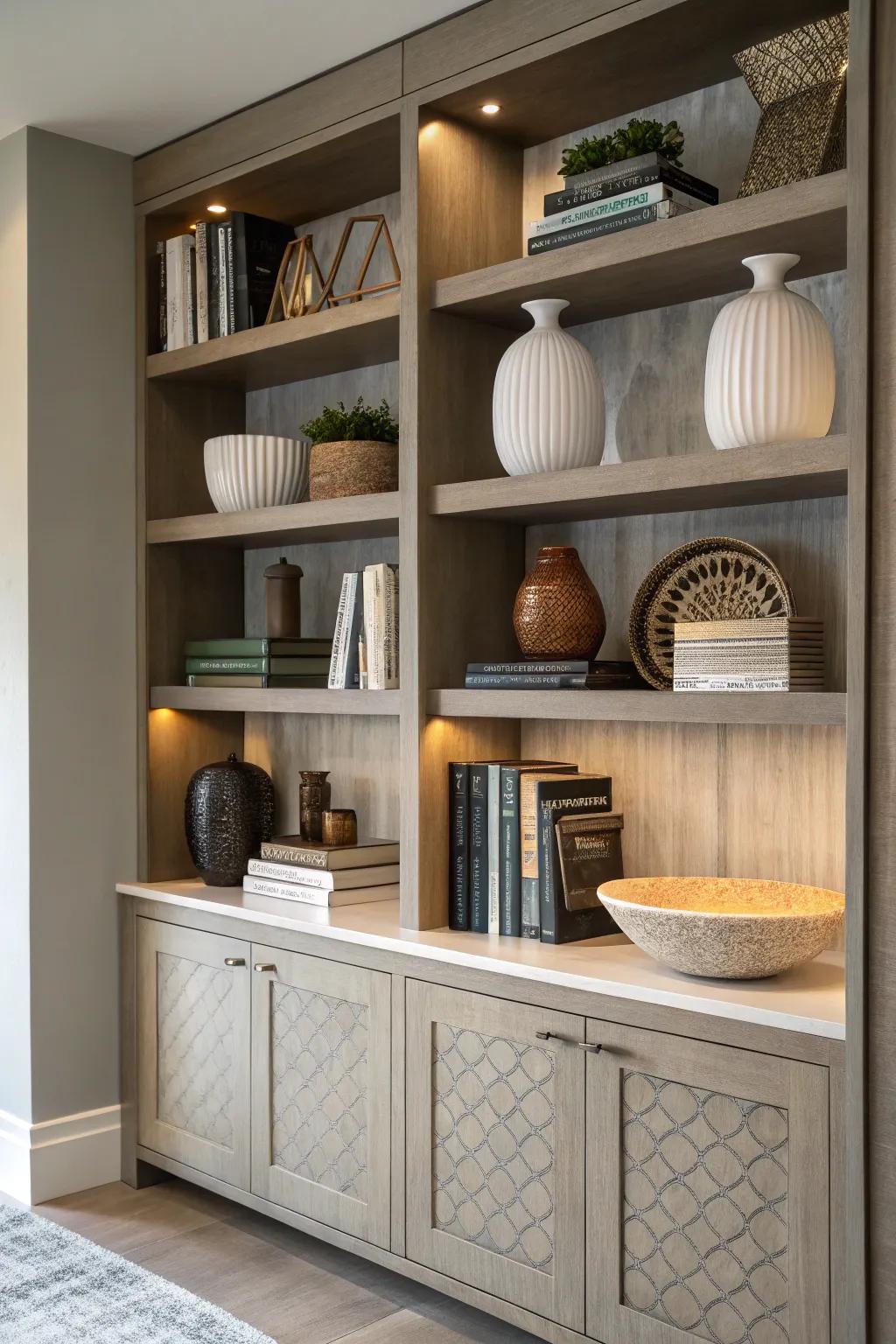 Composition creates a unified style in the hutch.