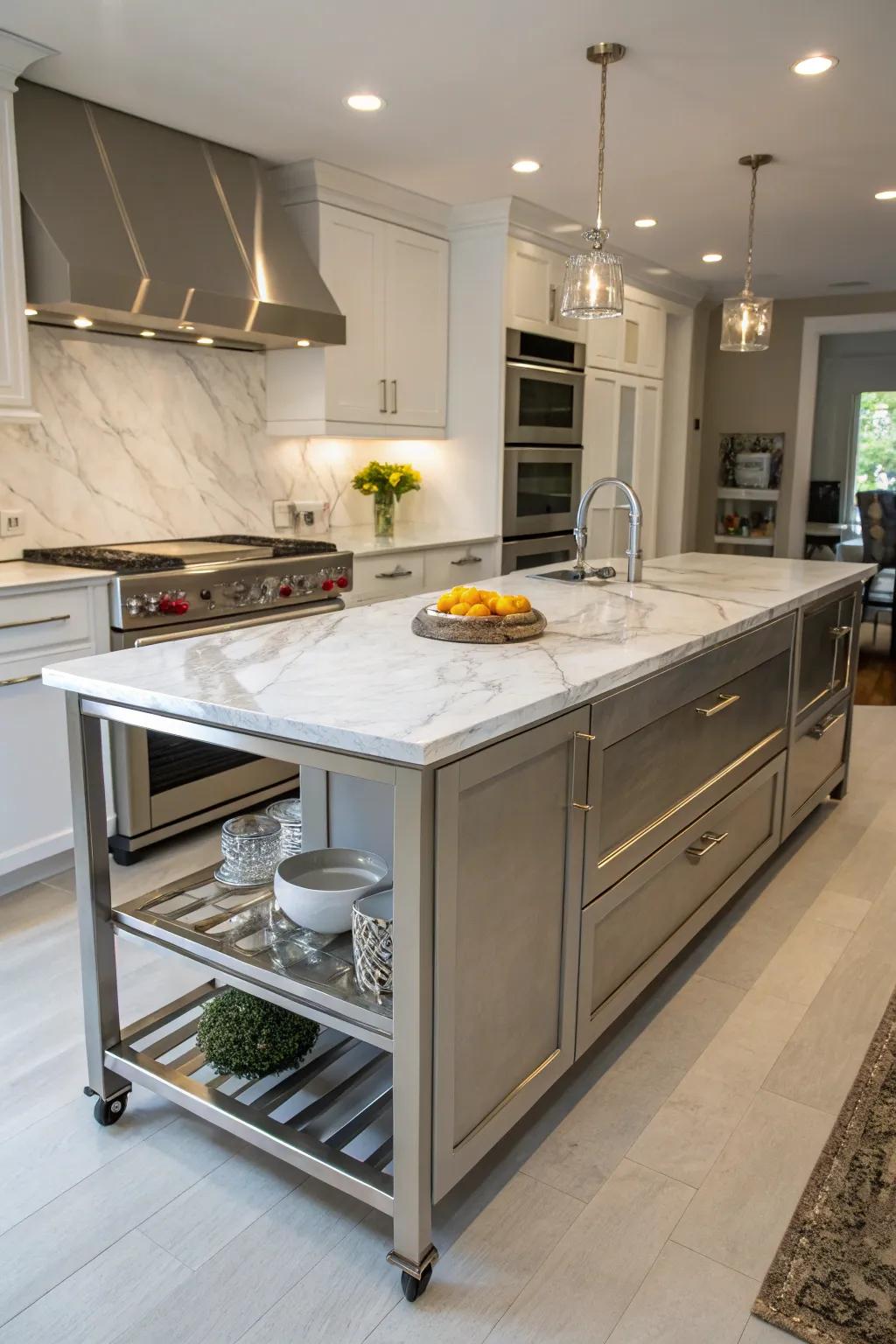 A custom kitchen island that fits perfectly