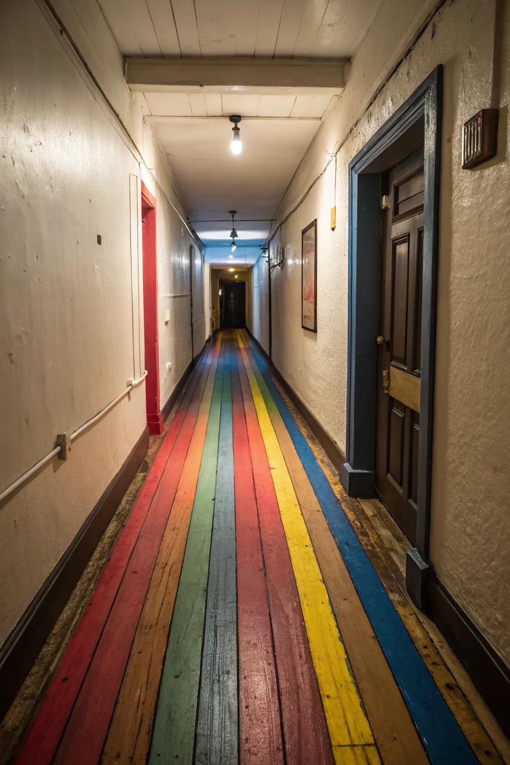 Painted wood floors offer a personalized and impressive option for hallway floors.