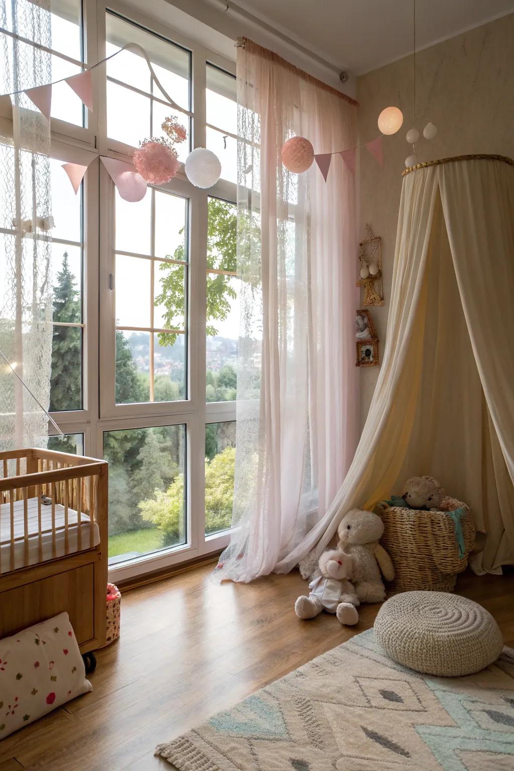 A nursery with an emphasis on natural light.