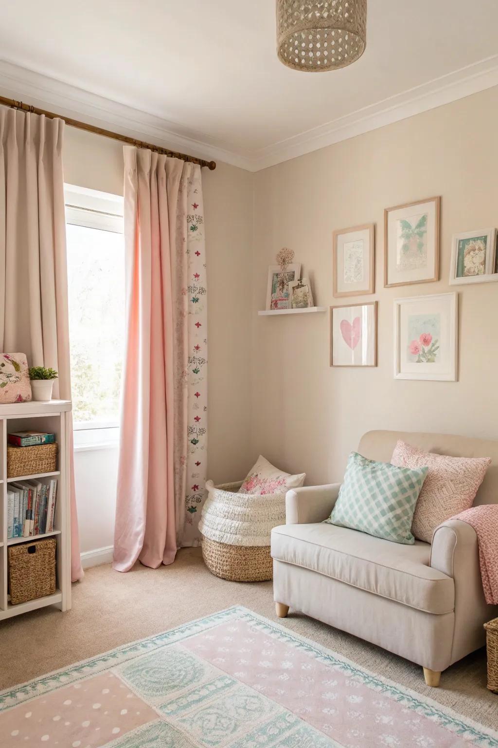 Soft pastels introduce a gentle color to neutral spaces.