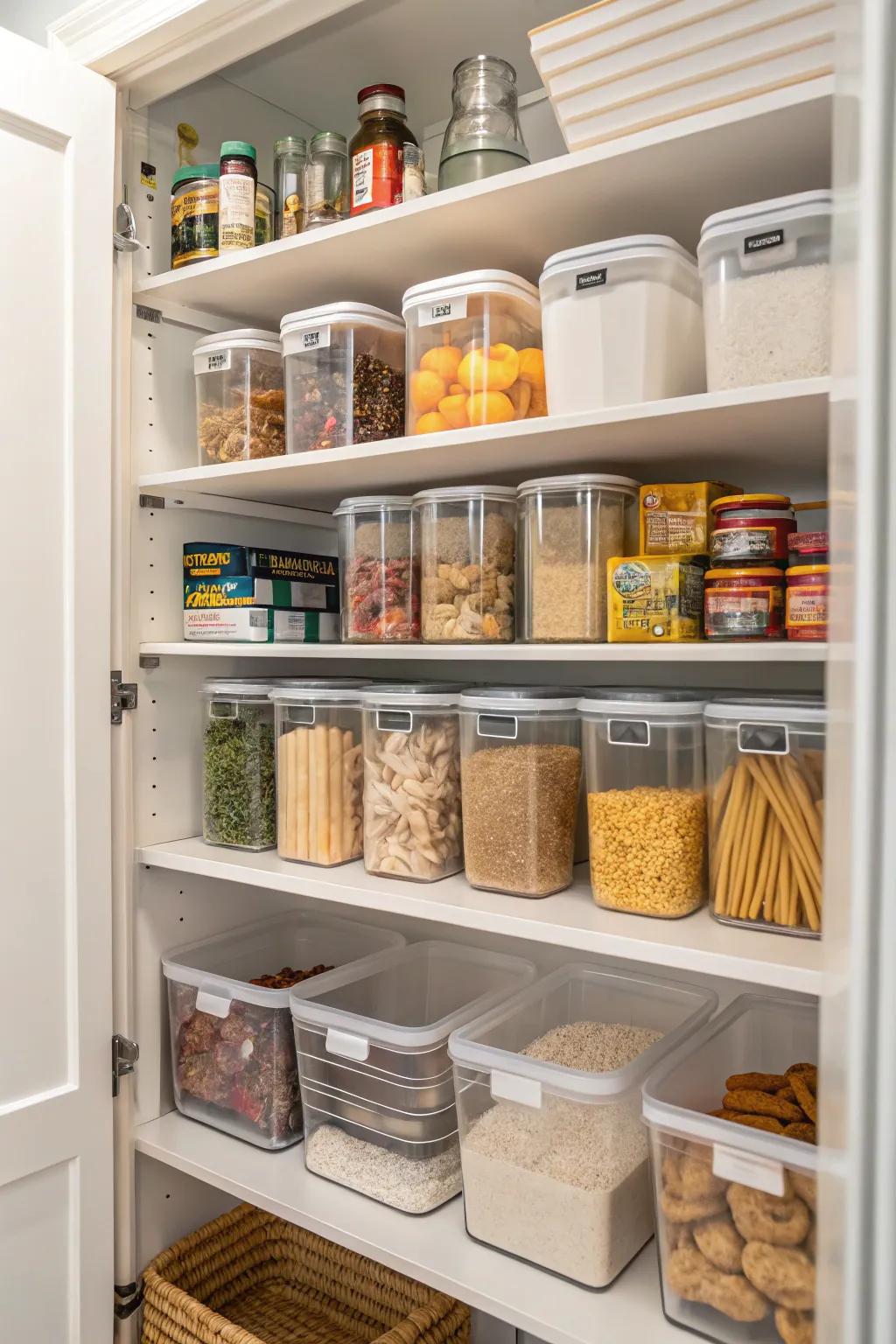 Clear storing solutions offer effortless visibility and arrangement.