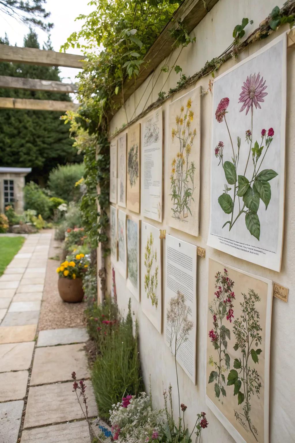 Nature-inspired decor brings tranquility to garden walls.