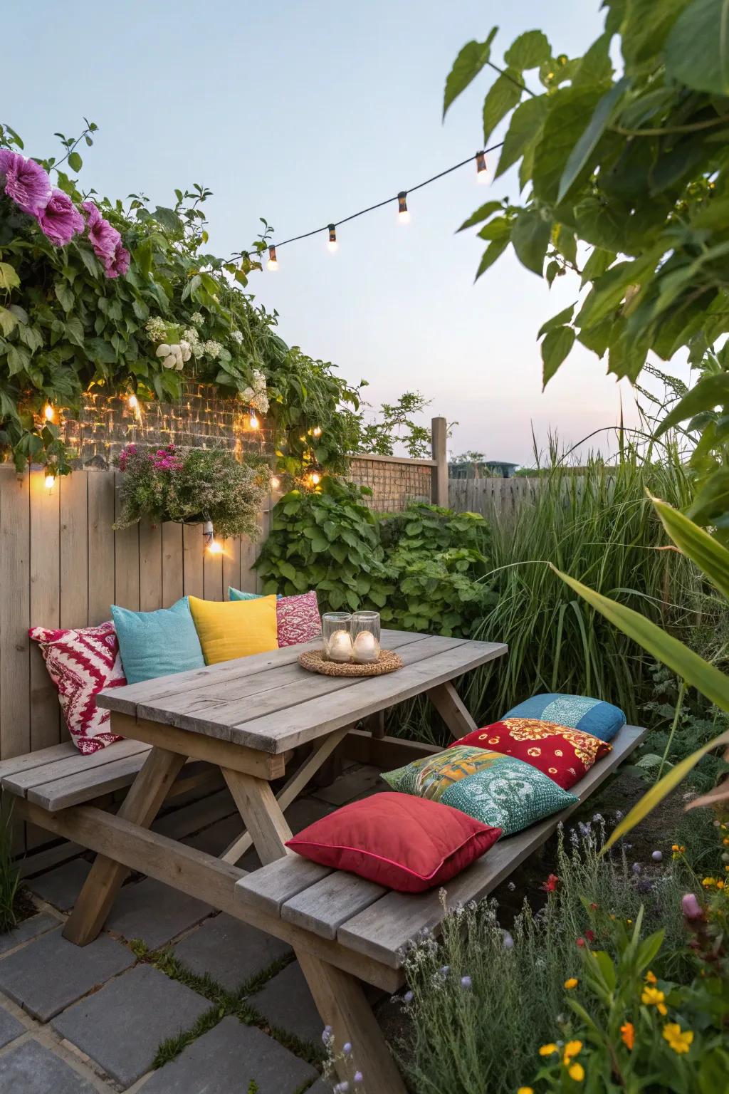 Cushions and pillows provide comfort and a burst of style.