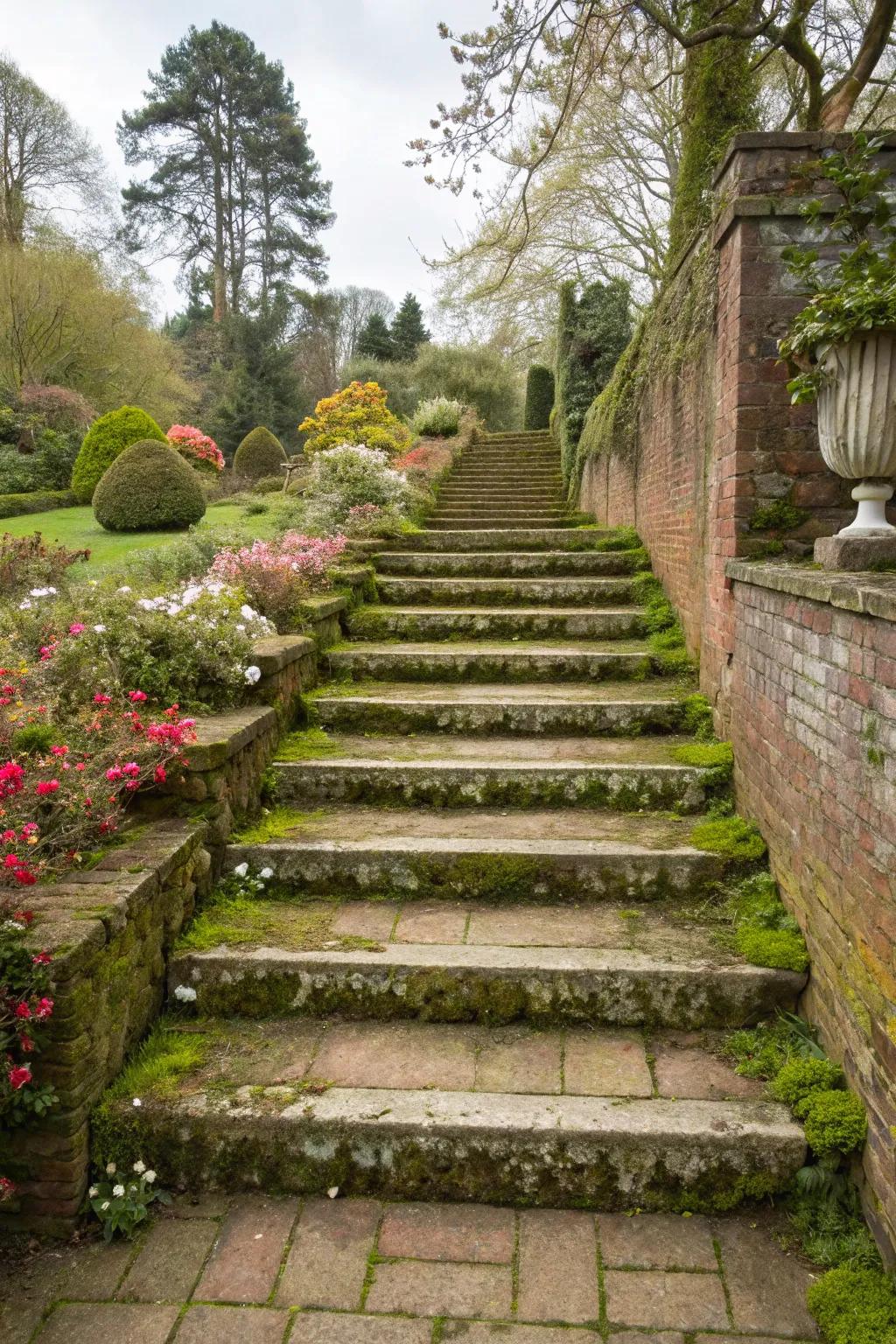 Classic tile steps offer timeless charm and enduring durability.