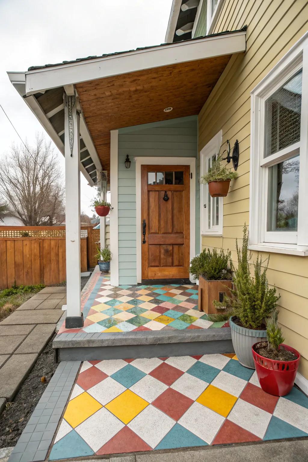 Infuse playful charm with a checkerboard tile arrangement.