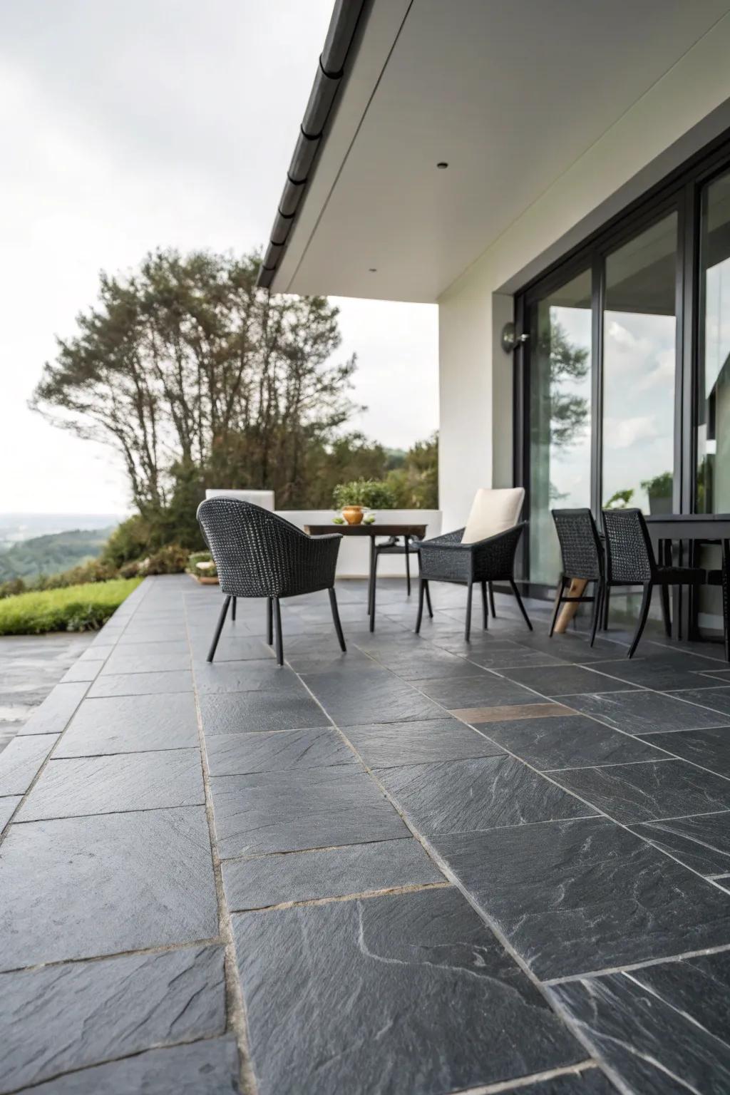 Black tiles add elegance and sleekness.