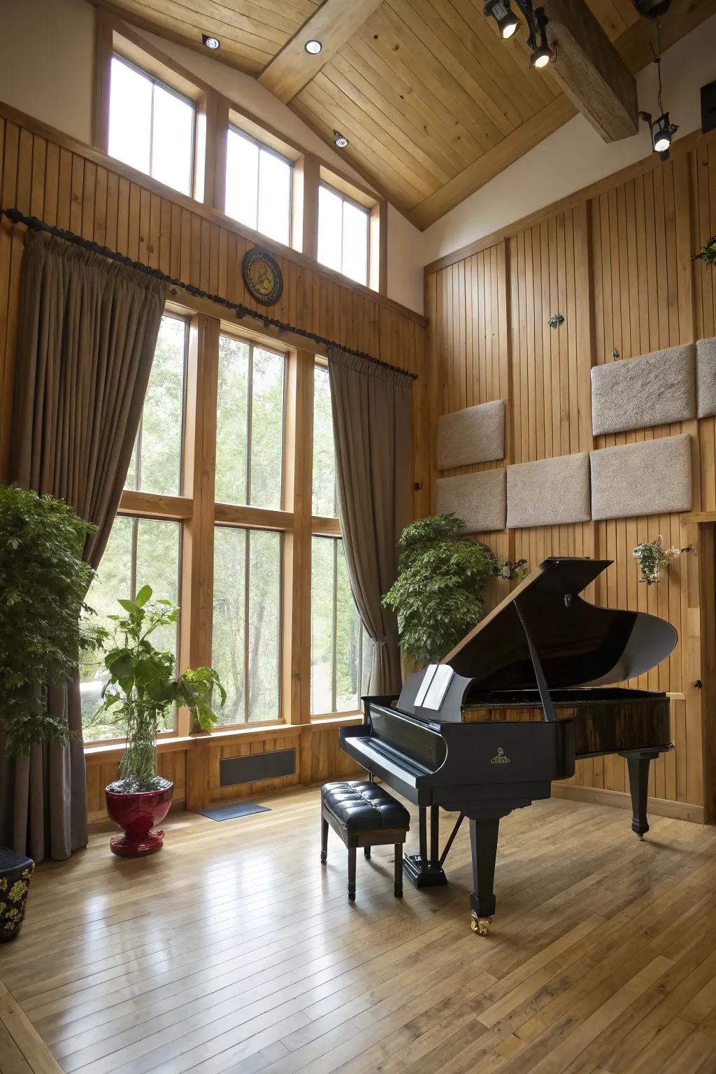 Designing for sound enhances the sound quality in the piano space.