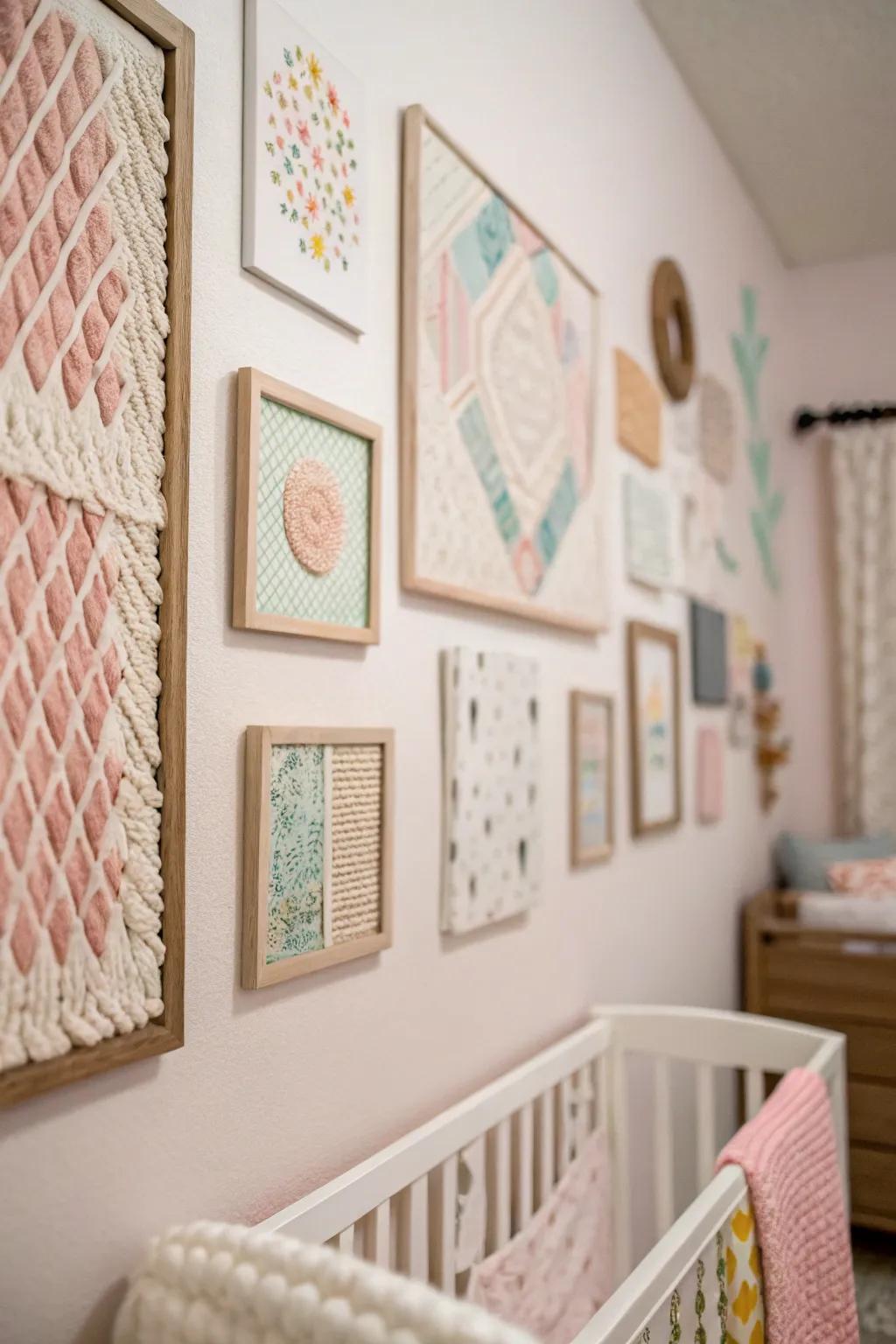 Textured wall art brings depth and character to the nursery.