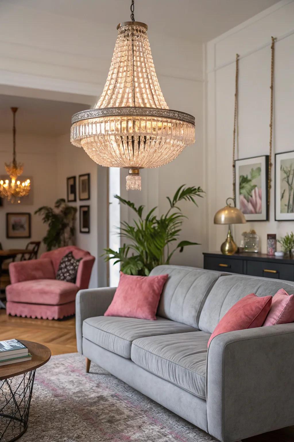 Statement illumination that ties the room together.