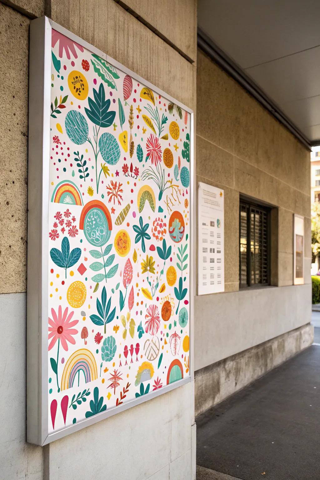 Patterned wall art injects playfulness into your decor.