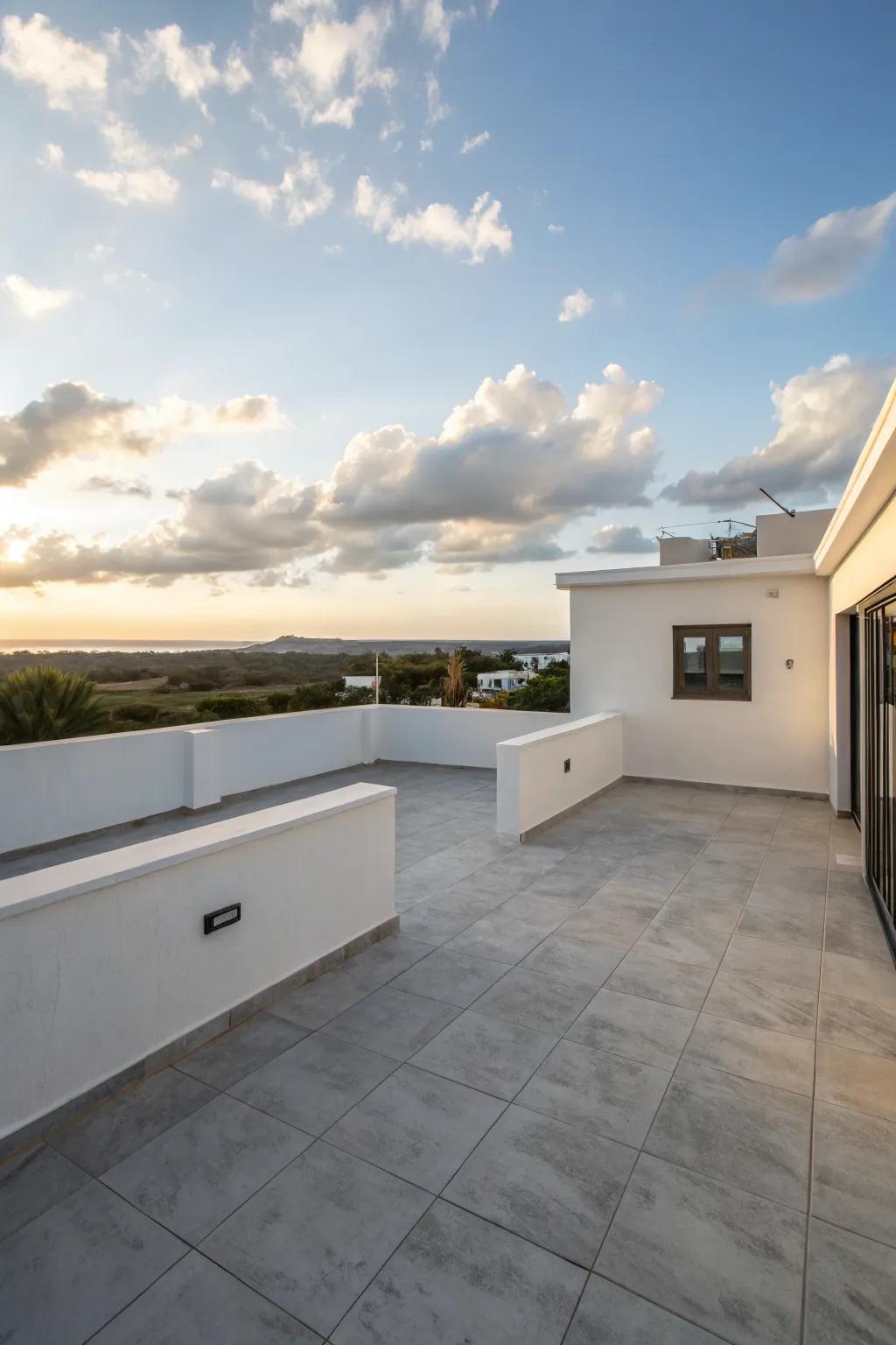 A streamlined layout offers a calming hideaway on your rooftop.