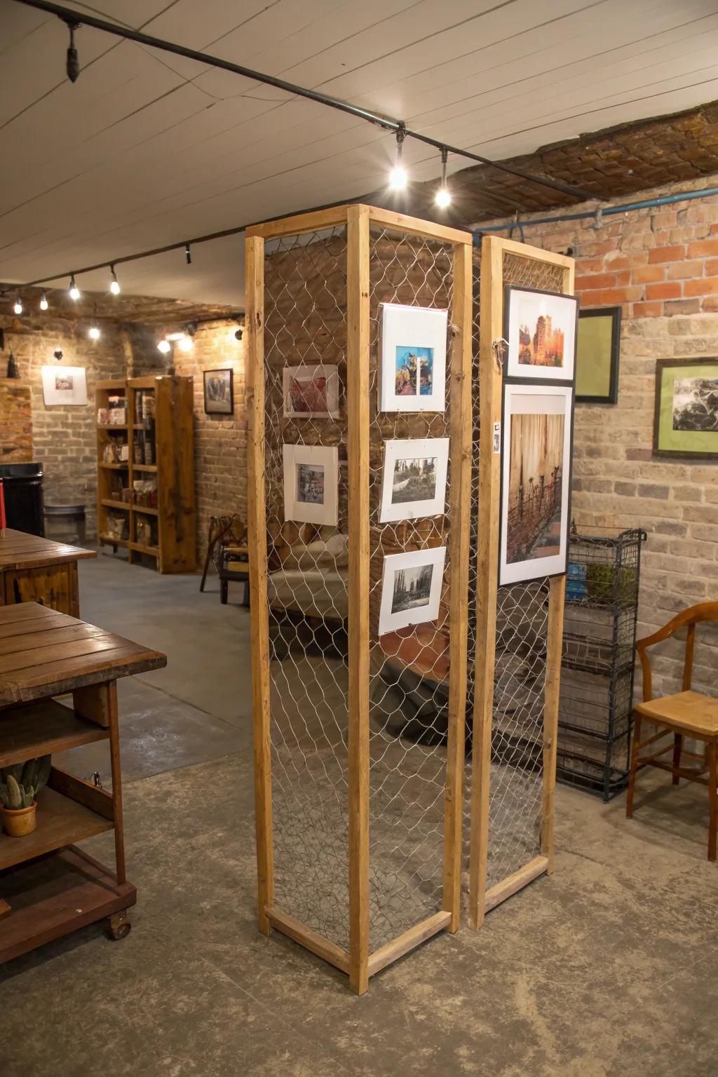 Poultry netting dividers offer a rustic and personalized touch.