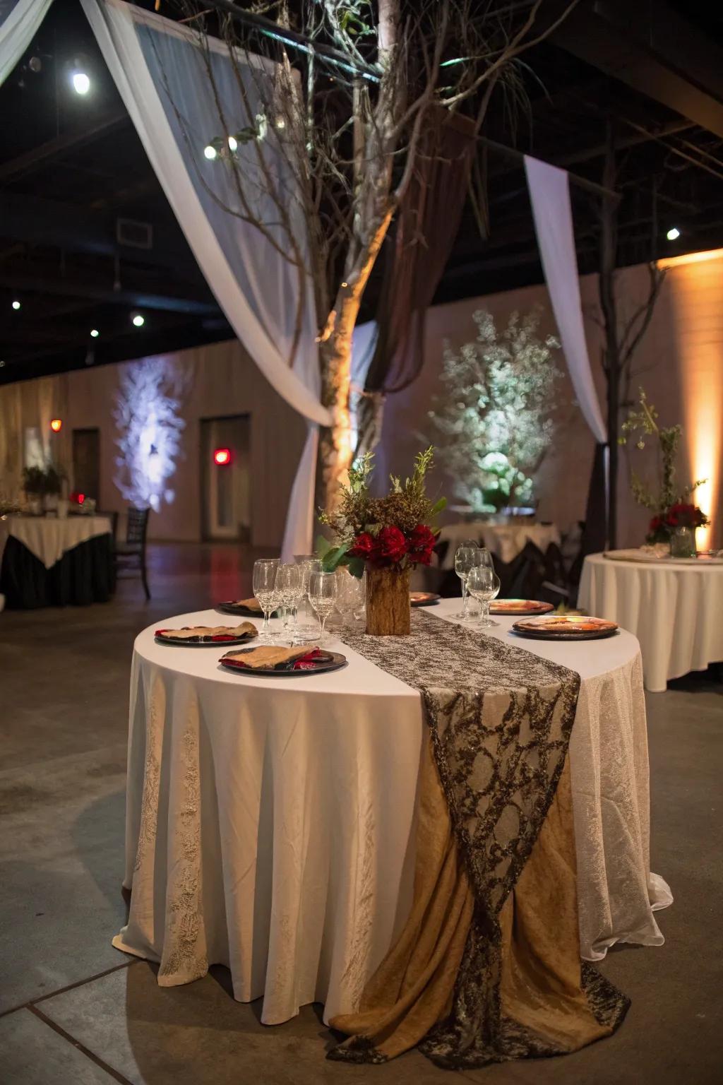 Artful draping adds drama and interest to your table.