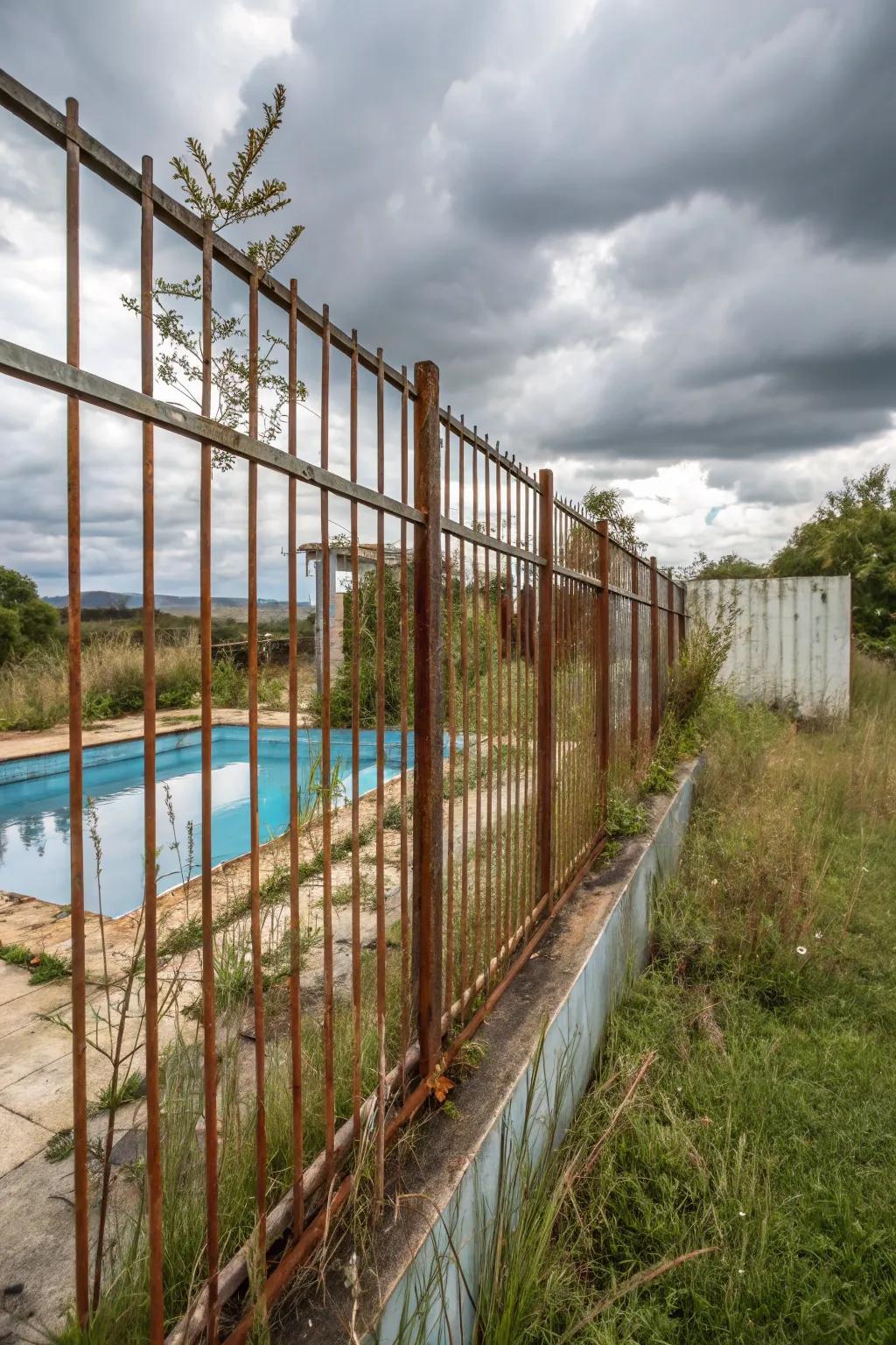 Rusted metal panels introducing a bold, industrial rustic look.