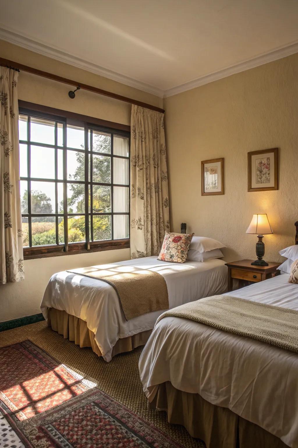 A window-centric layout shares light and defines spaces.