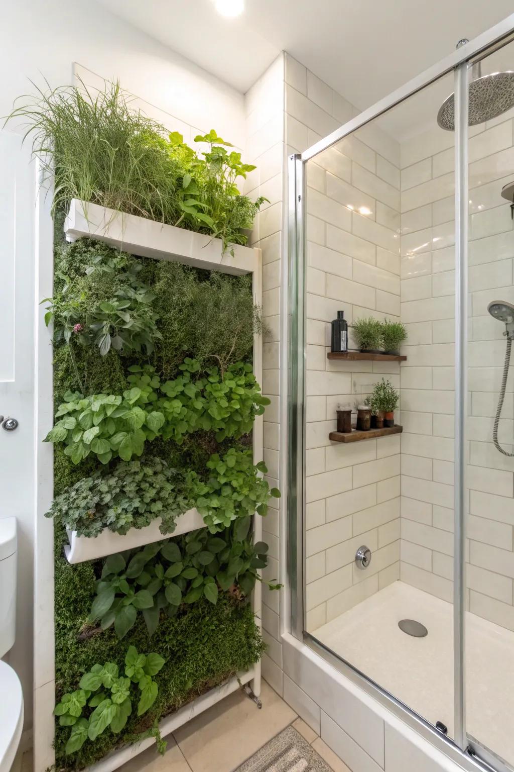 A vertical herb garden performs double duty as décor and a fresh resource.
