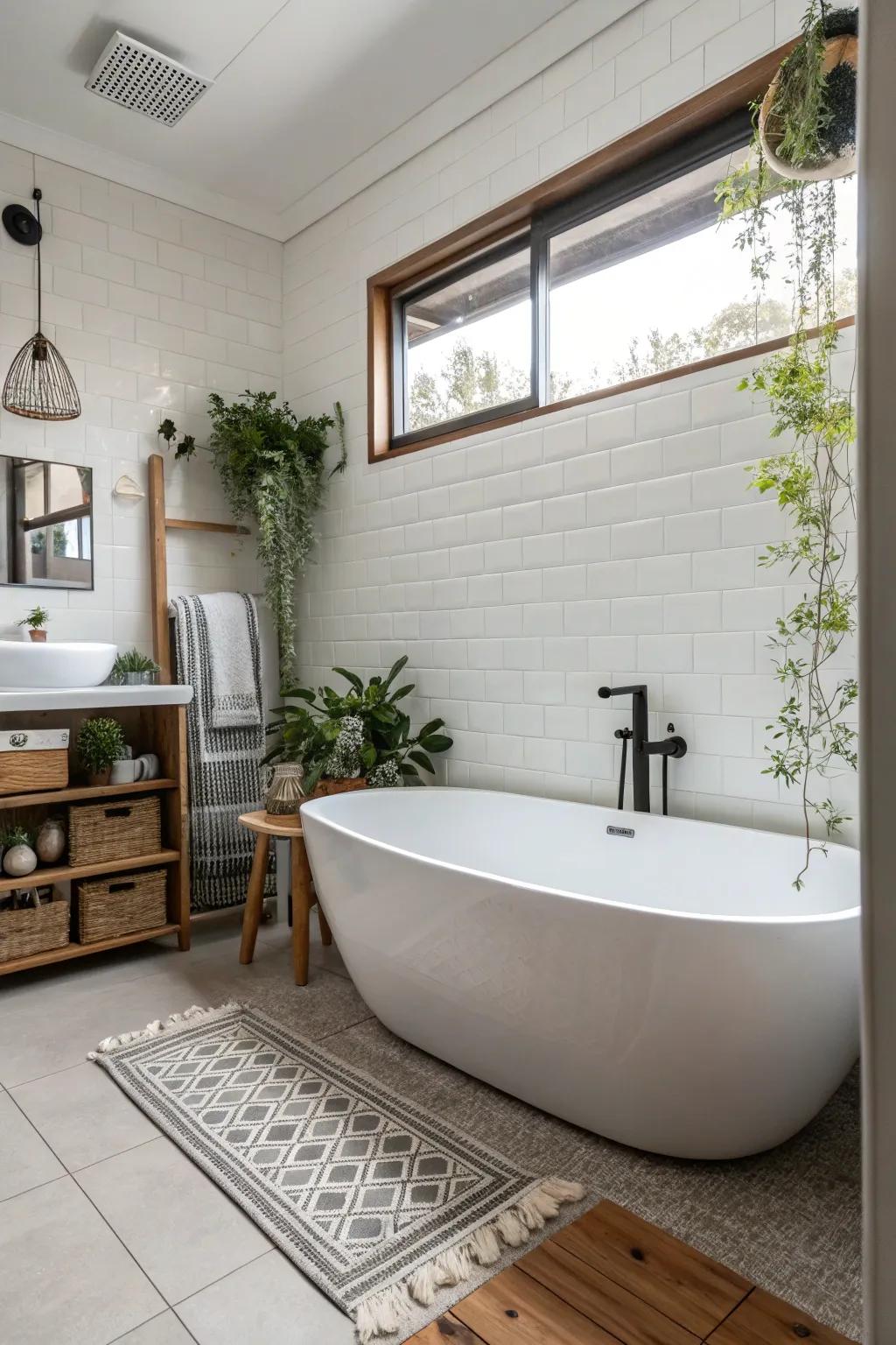Freestanding baths add luxury to small spaces.