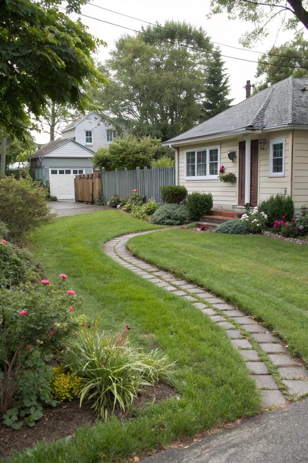 A green driveway offers an eco-friendly and natural parking solution.
