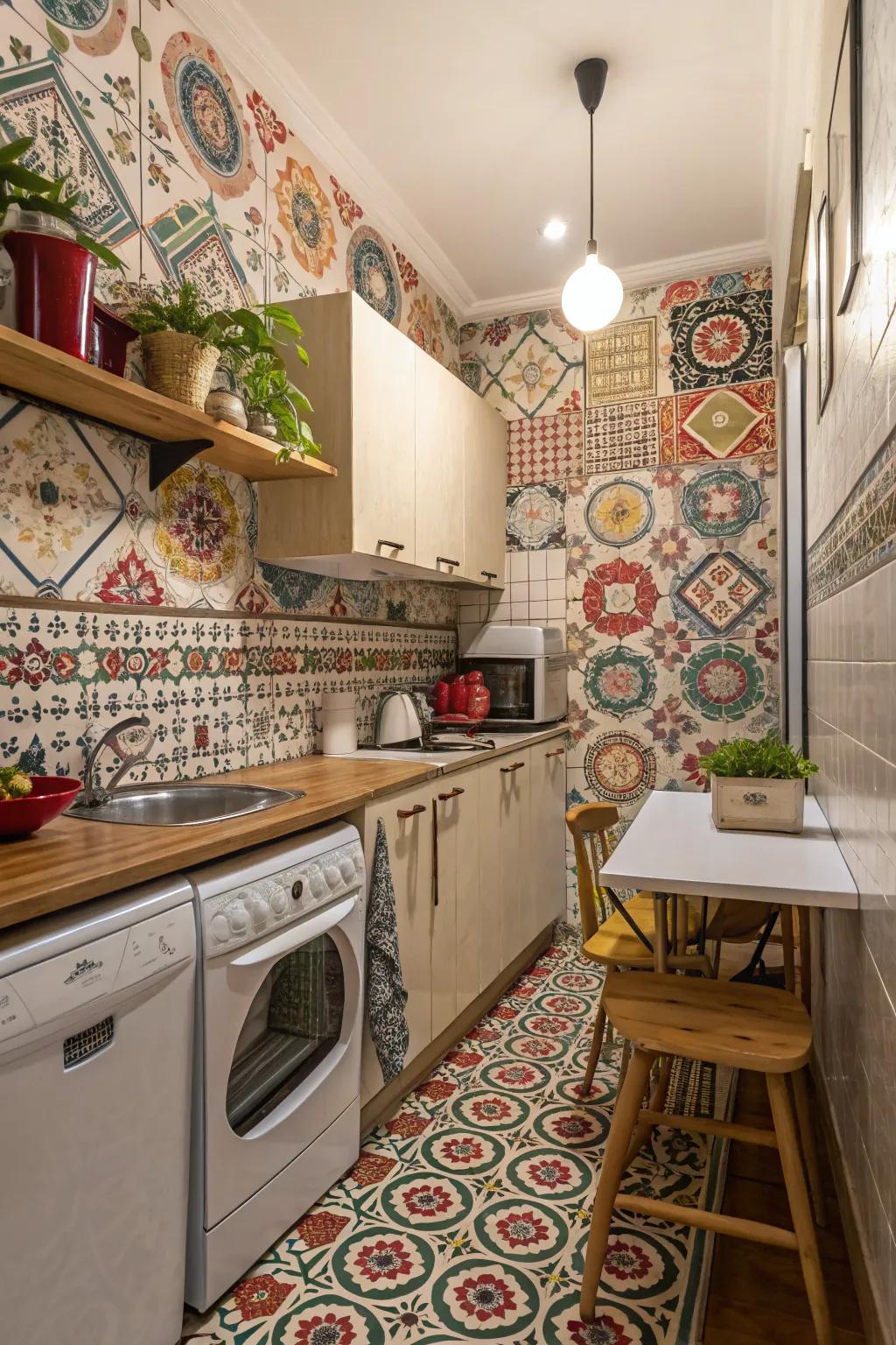 Bold layouts inject character into small kitchens.