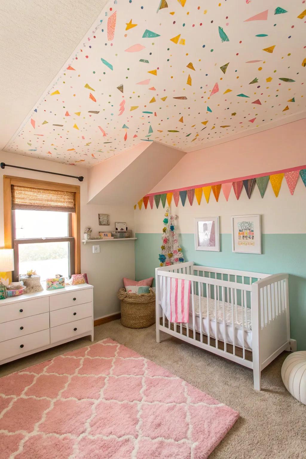 A statement ceiling draws the eye upward and incorporates interest.