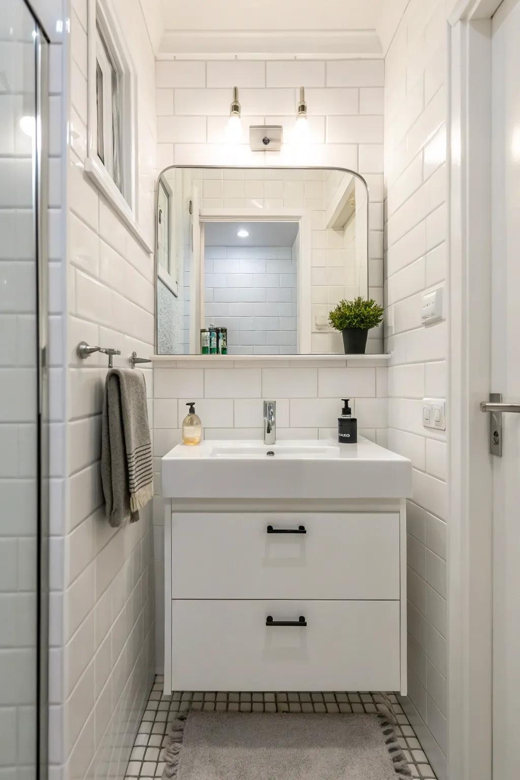 A separate under-sink unit creates an open and airy feel.