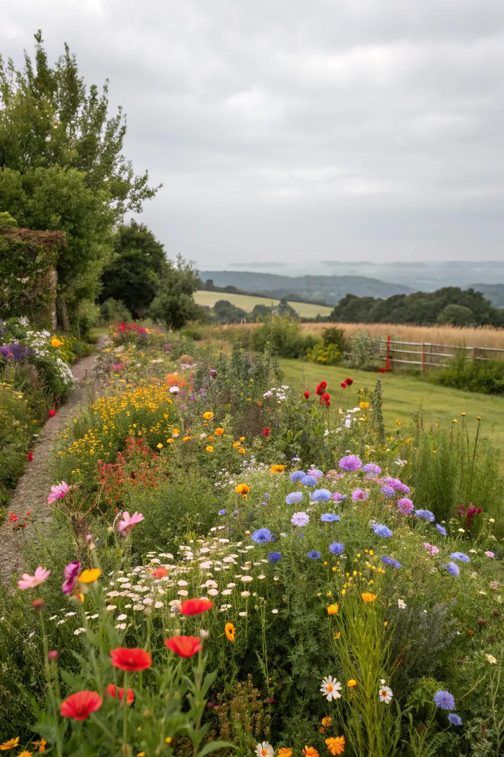 A wildflower meadow bringing color and wildlife.