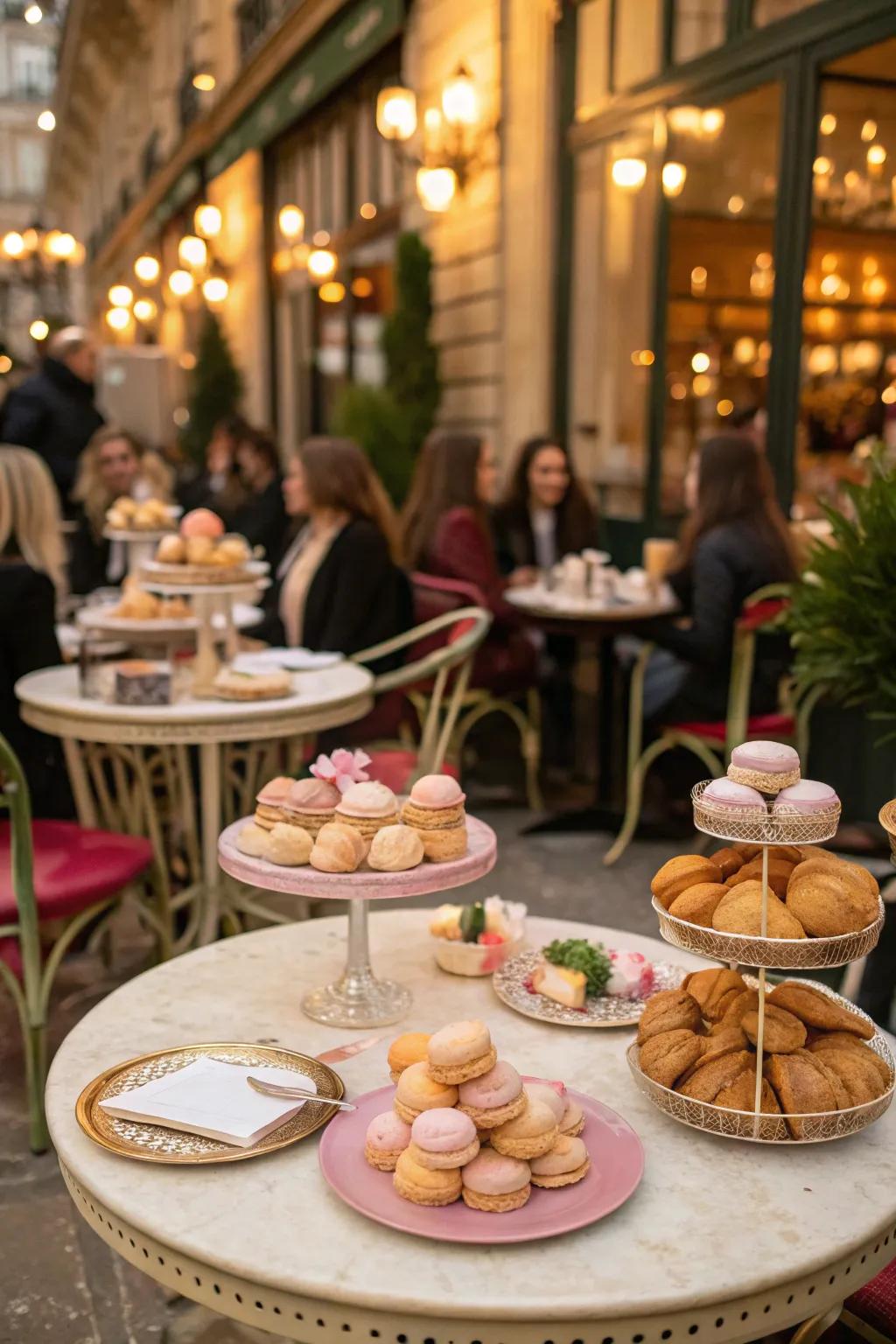 A charming European bistro ambiance showing elegant and simple ornaments.