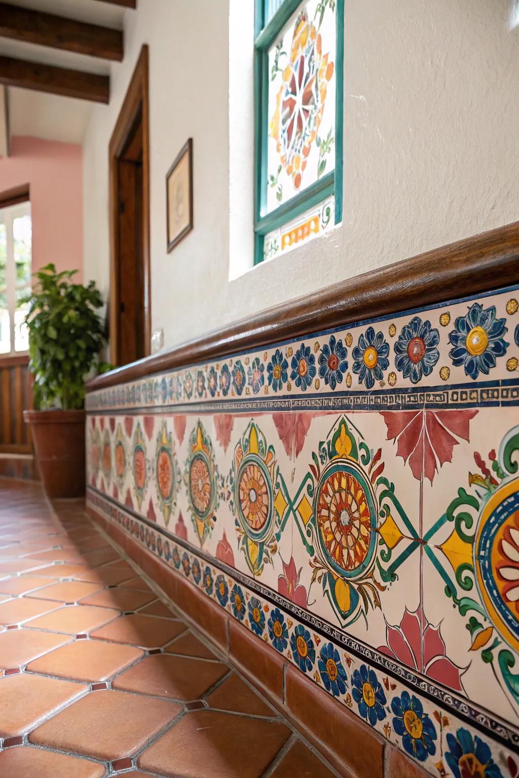 Elevate your interior with a chic Andalusian ceramic chair rail.