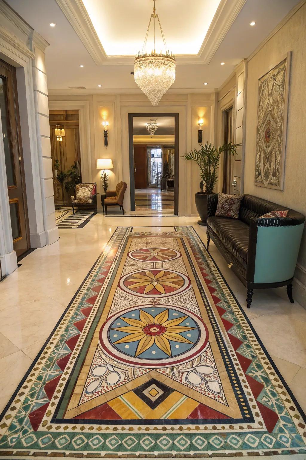 Embrace vintage luxury using Art Deco tile designs.