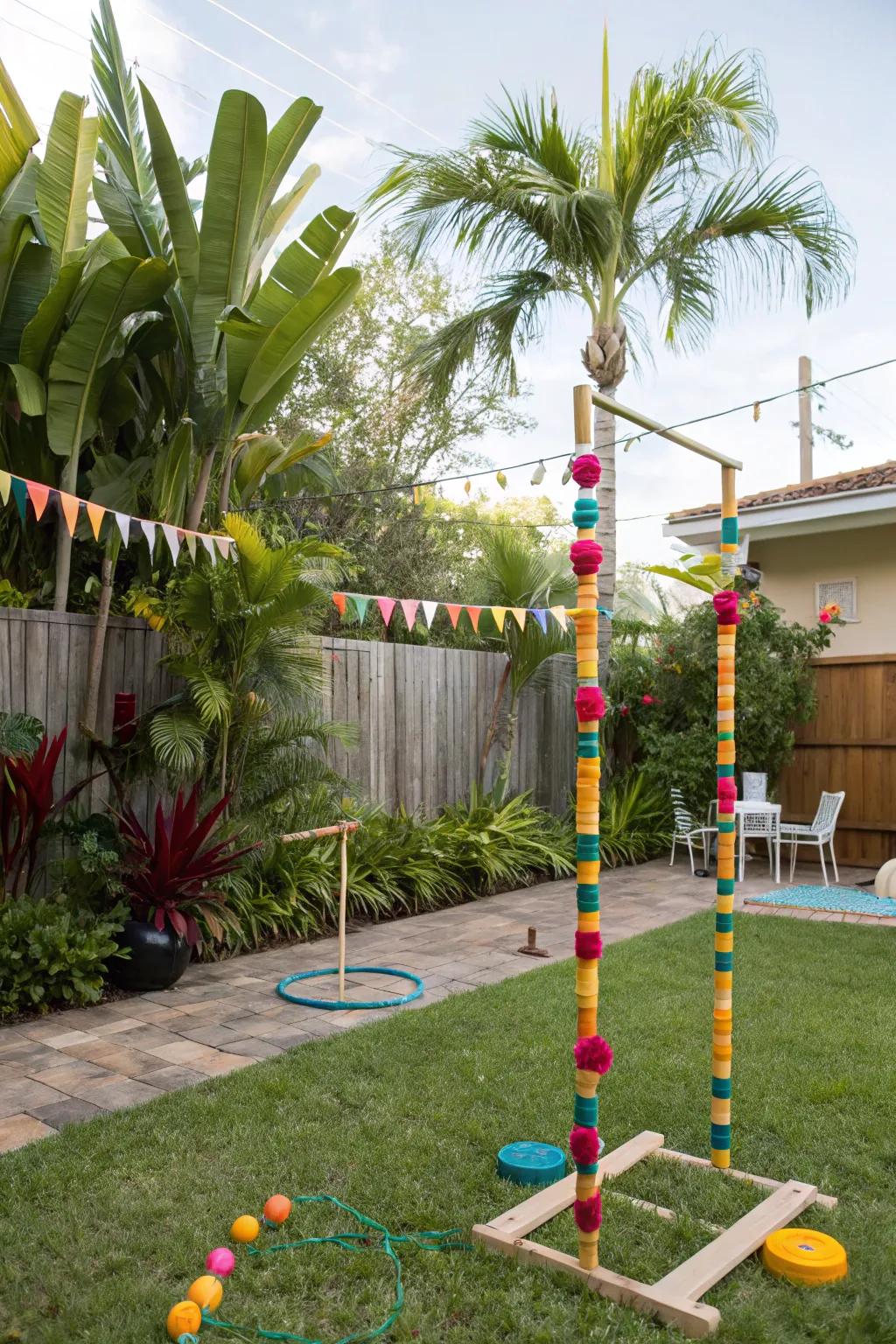 Tropical-themed games add fun to outdoor gatherings.