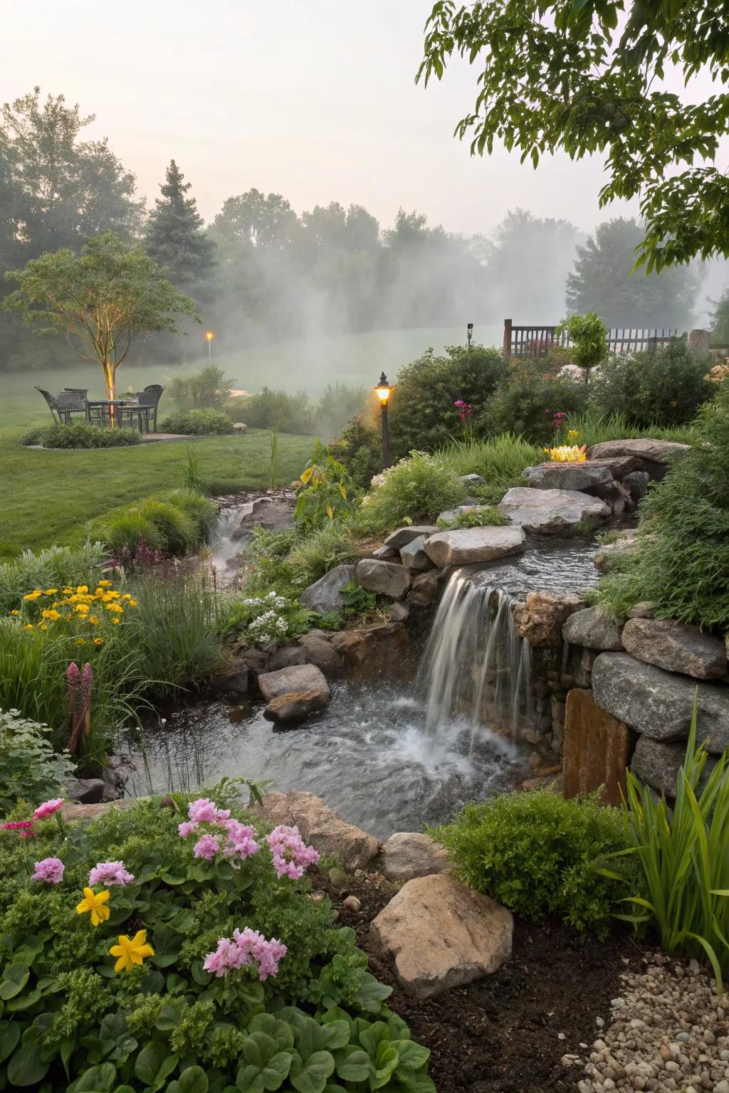 Pondless waterfalls offer serenity without the pool.