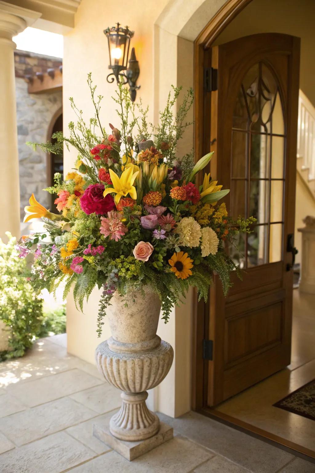 Lush floral bouquet for a warm welcome