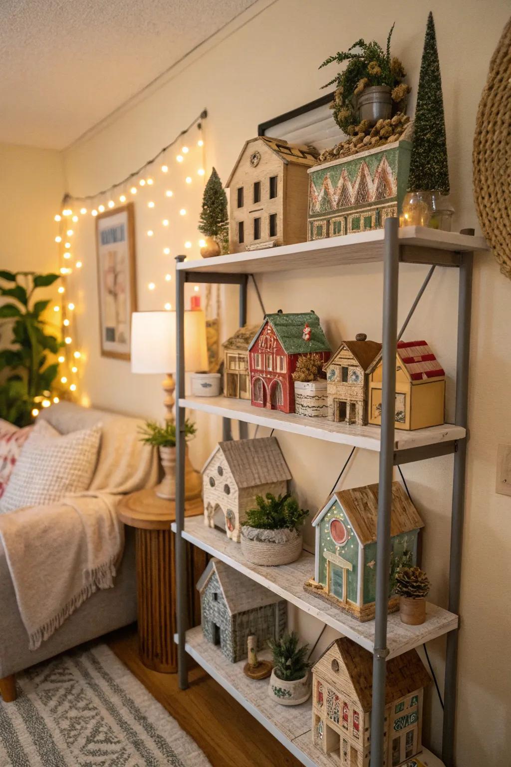 Putz houses create a charming, storybook holiday scene.