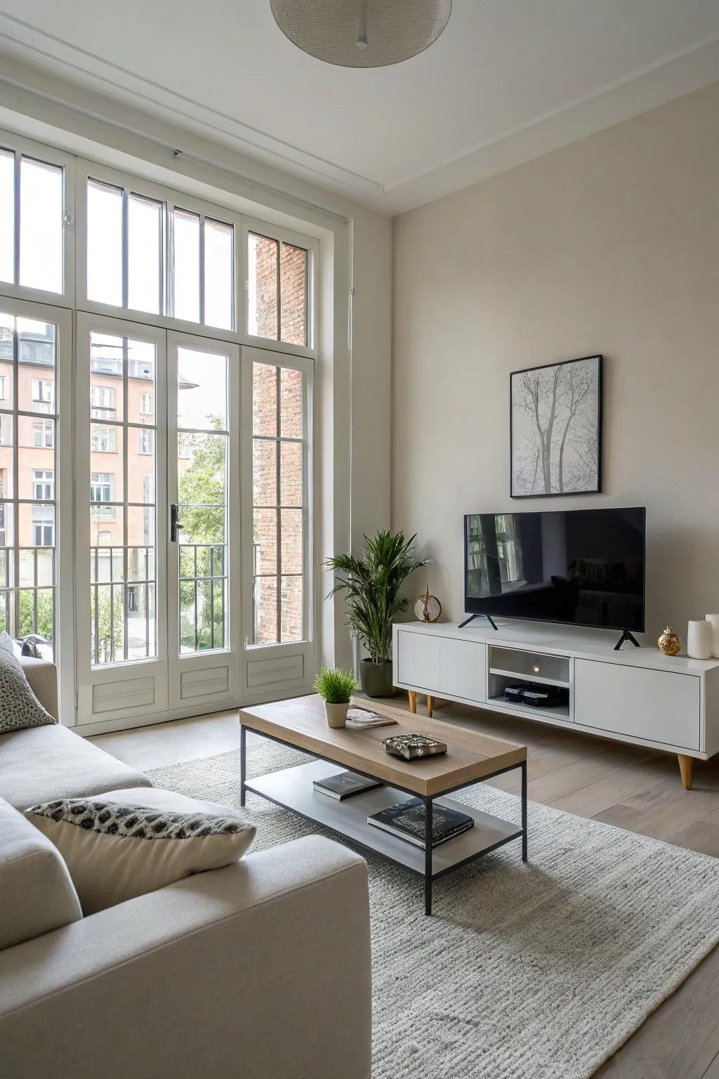 Minimalist decor ensures the space feels open.