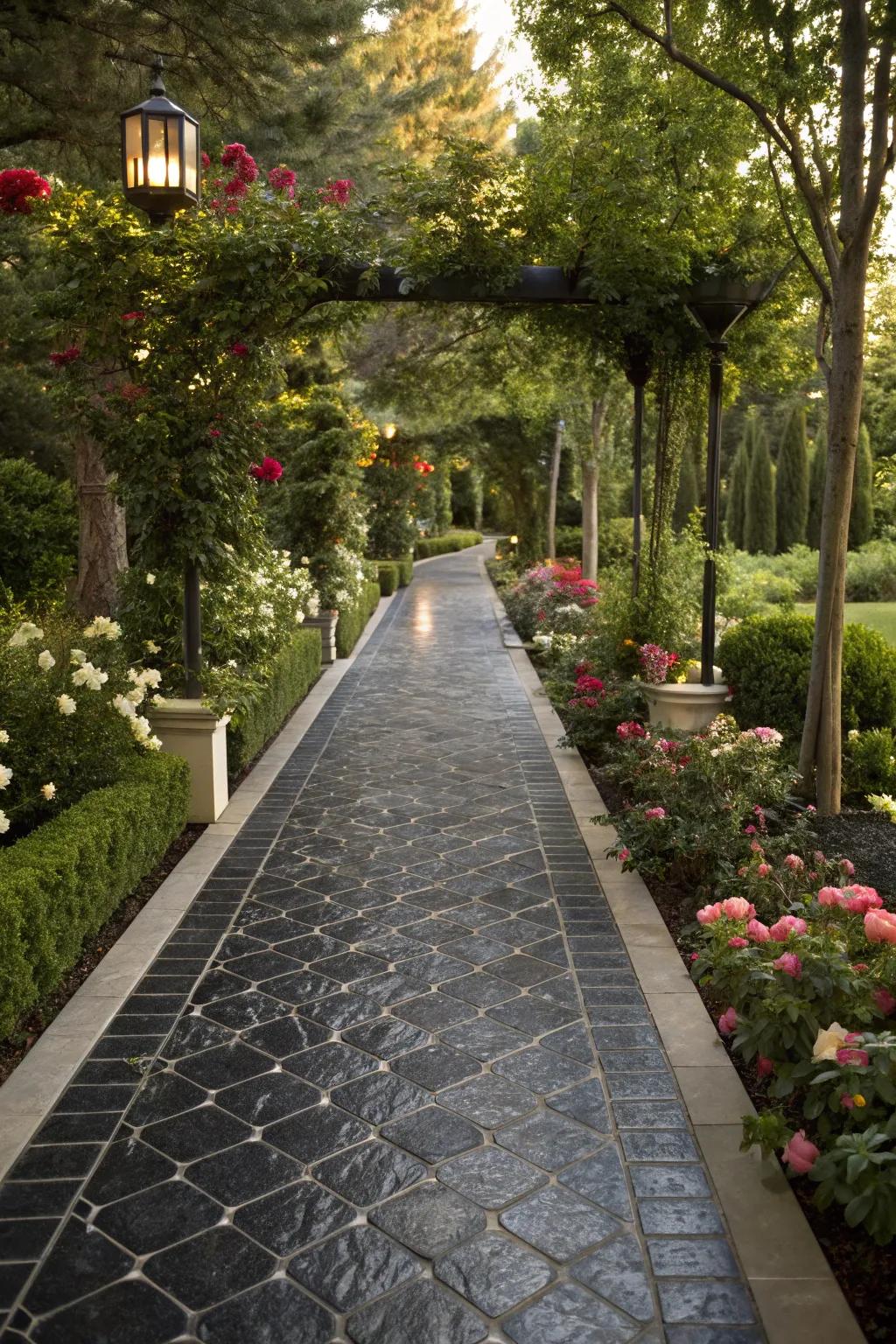 Onyx pavers add a luxurious appeal to your garden path.