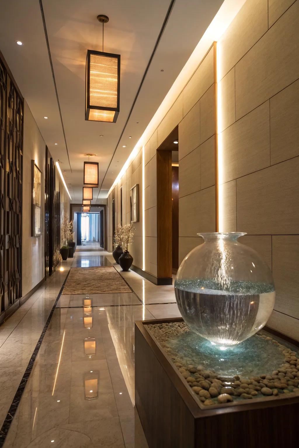 A glass water form offers elegance and intrigue.